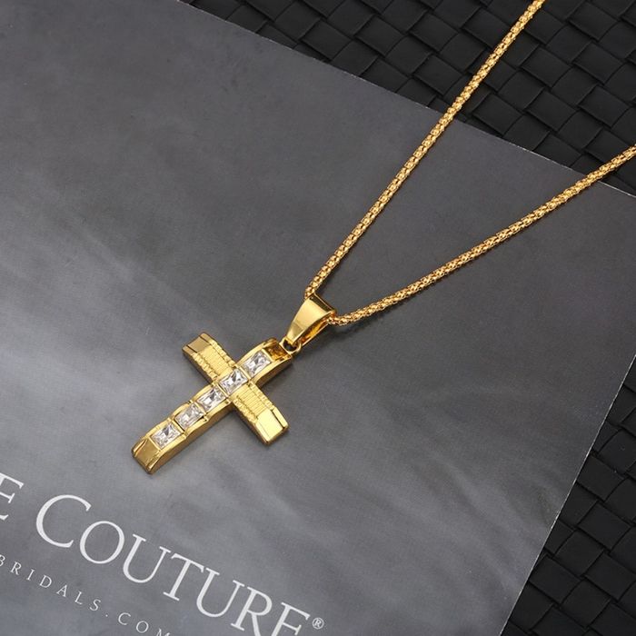 Złoty naszyjnik łańcuszek zawieszka Krzyż