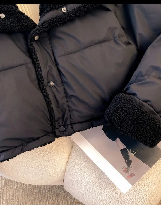 Куртка жіноча зимова укорочена тедді 46 чорна