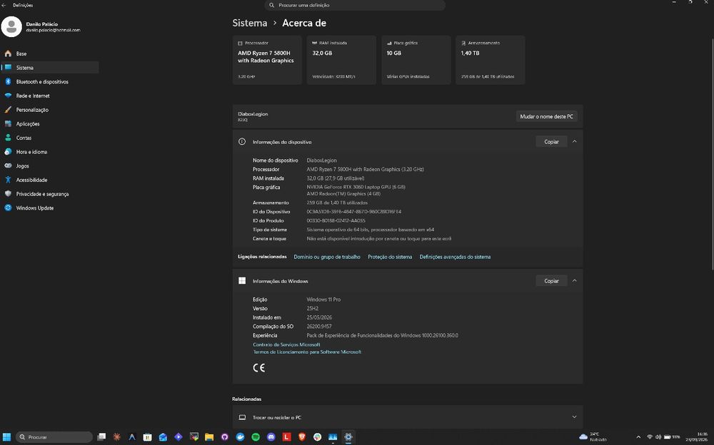Lenovo legion 5 pro 32GB RAM + 512GB SSD + RTX 3060 6GB