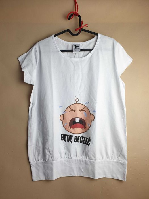 koszulka bluzka ciążowa biała będę beczeć dla mamy biała ciążowa M