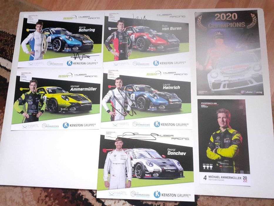Porsche Huber Racing-karty z autografami