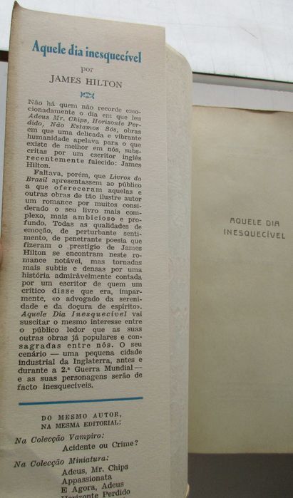 James Hilton - - - Aquele Dia Inesquecível - - - - - Livro