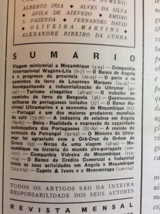 Cartaz. Revista Mensal. Out. Nov. Dezembro de 1965. Tema: Moçambique