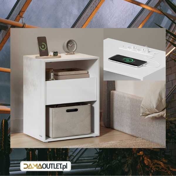 Szafka NOCNA stolik z wbudowanymi gniazdami USB i 230V DaMaOutlet.pl