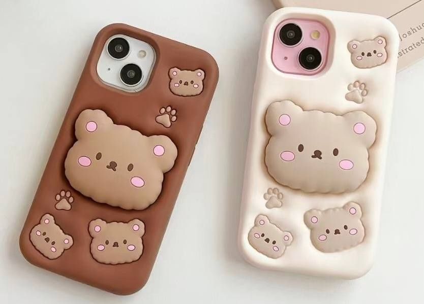 Чехол Bear 3D на iPhone 13 14 15 игрушка детский с подставкой силиконовый с медведем чохол з ведмедиком  силіконовий дитячий з підставкою протиударний