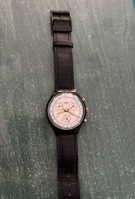 Swatch Chrono Colossal 1991 | Швейцарський годинник, шкіряний ремінець