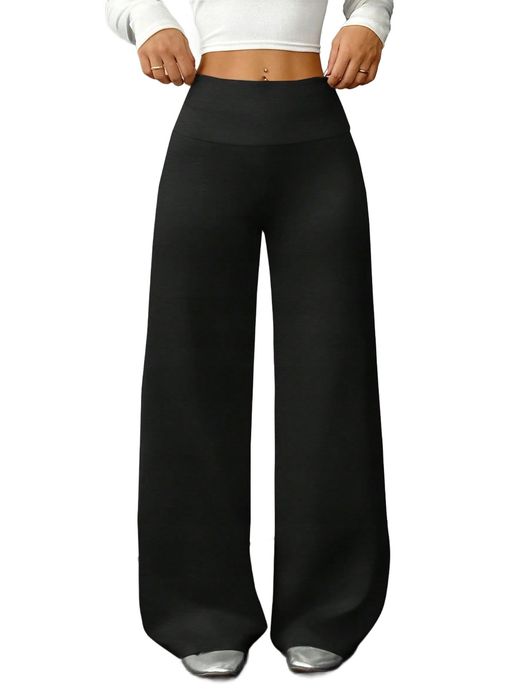 Shein czarne spodnie casual proste z wysokim stanem xs 11ma