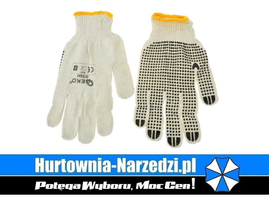 Rękawice robocze dziane naturalne nakrapiane GEKO