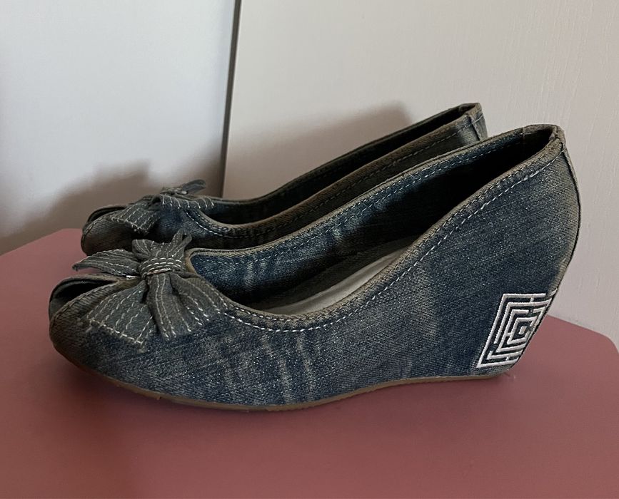 Sapatos PROF senhora denim azuis cunha tam. 37