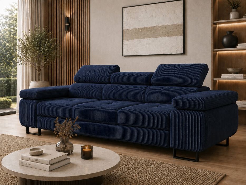 Sofa rozkładana prosto od producenta regulowane zaglowki sztruka funkcja spania