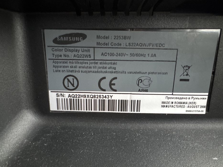 Monitor LCD Samsung model 2253BW