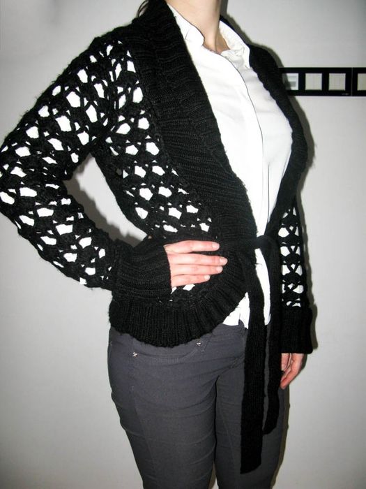 Sweter ażurowy ciepły czarny 40 L dorothy perkins 12 damski duzy