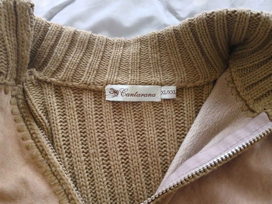 Casaco de malha e tipo camurça, tamanho XL/XXL