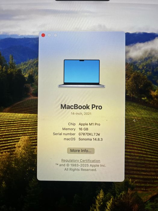 Macbook Pro M1 Pro 10 core, 14,2”, 1TB, 16GB RAM,