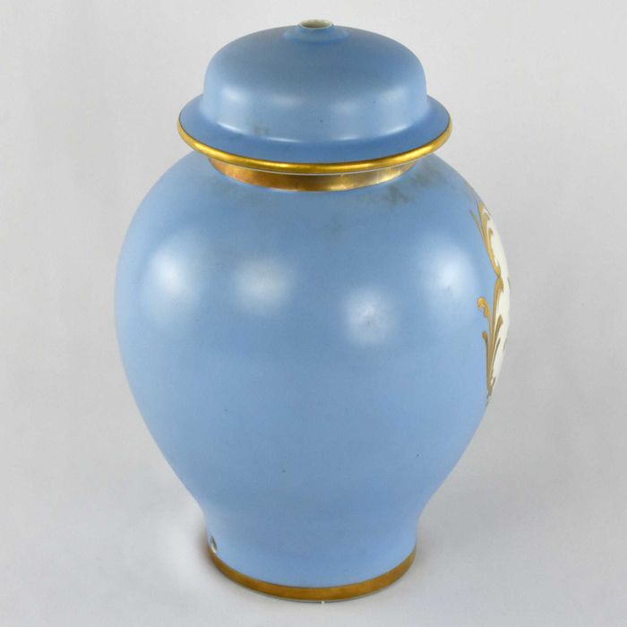 Candeeiro em porcelana Artibus, em forma de pote, pintado à mão