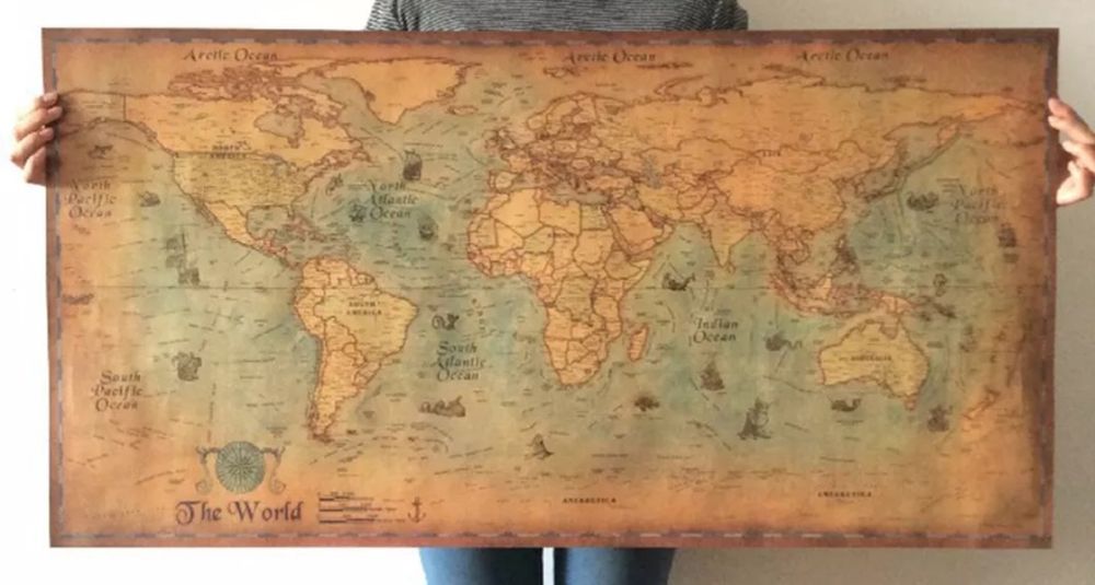 Mapa mundo náutico retro