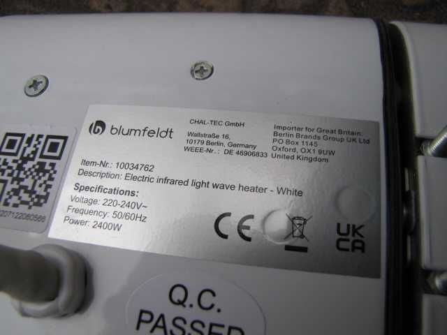 Blumfeldt Smart 2400W Grzejnik Promiennik Podczerwieni na Ścianę