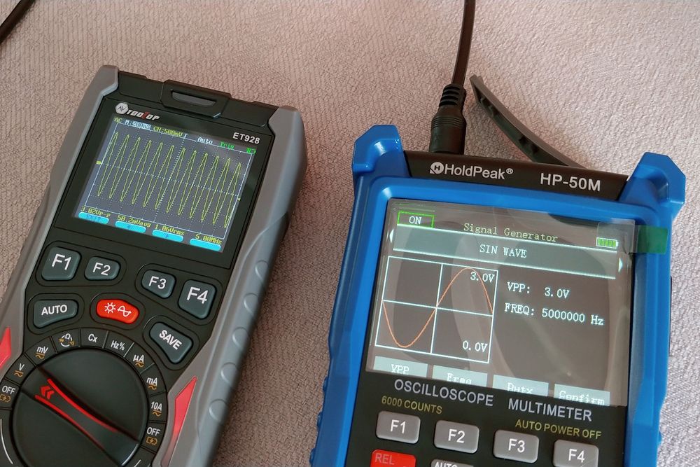 генератор сигналів, осциллограф holdpeak HP-50М, осцилограф 3в1