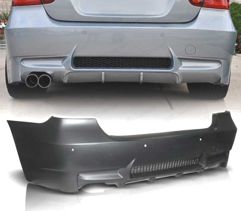 PARA-CHOQUES TRASEIRO BMW E90 LOOK M3 PDC SAÍDA DUPLA ESQ