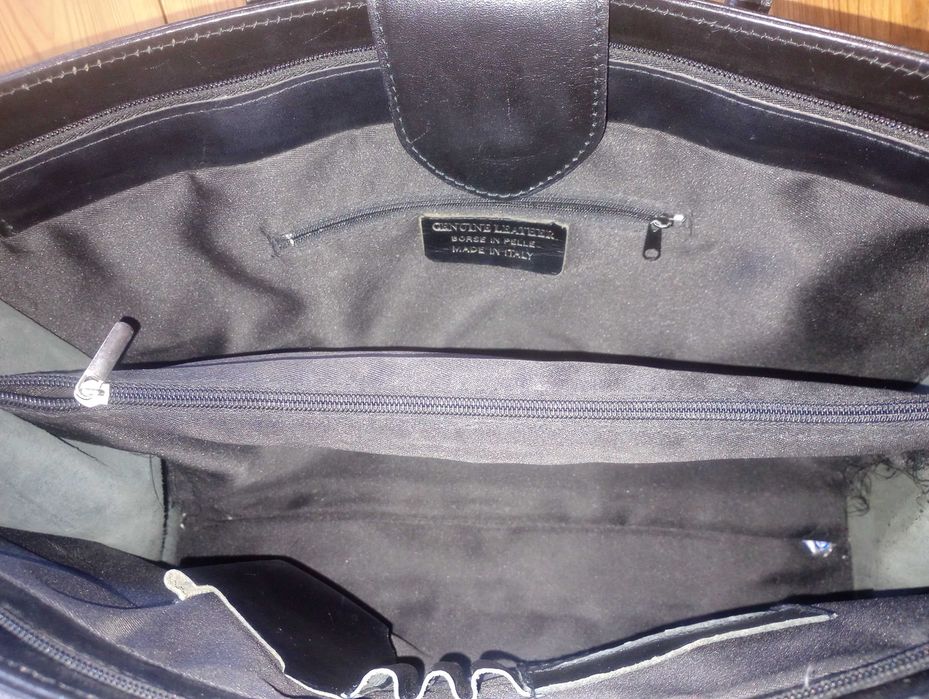 Czarna włoska aktówka, format A4, bardzo dobry stan