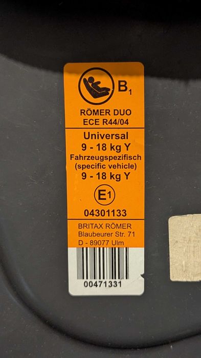 Автокрісло дитяче Römer Duo Plus (9 - 18 кг.)