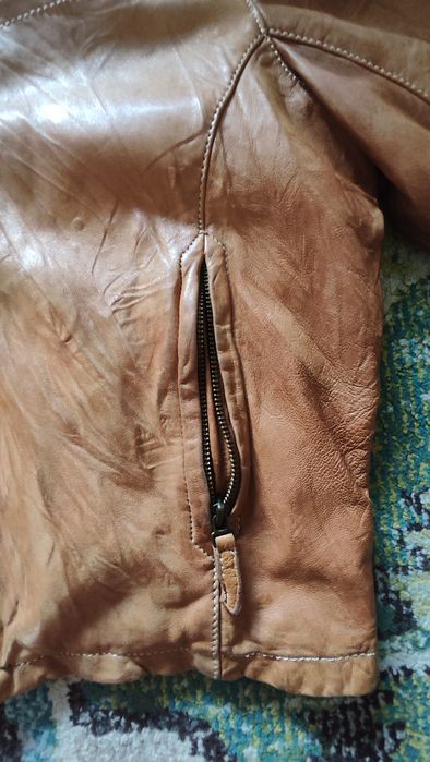 Casaco de pele estilo vintage motard