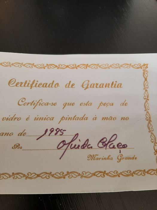 Peça antiga com certificado