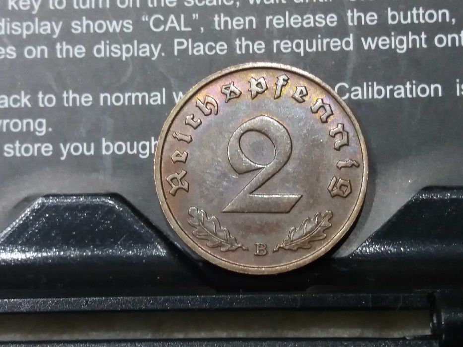 2 Fennig 1938r.B.Swastyka-III Rzesza Niemcy,RZADKIE