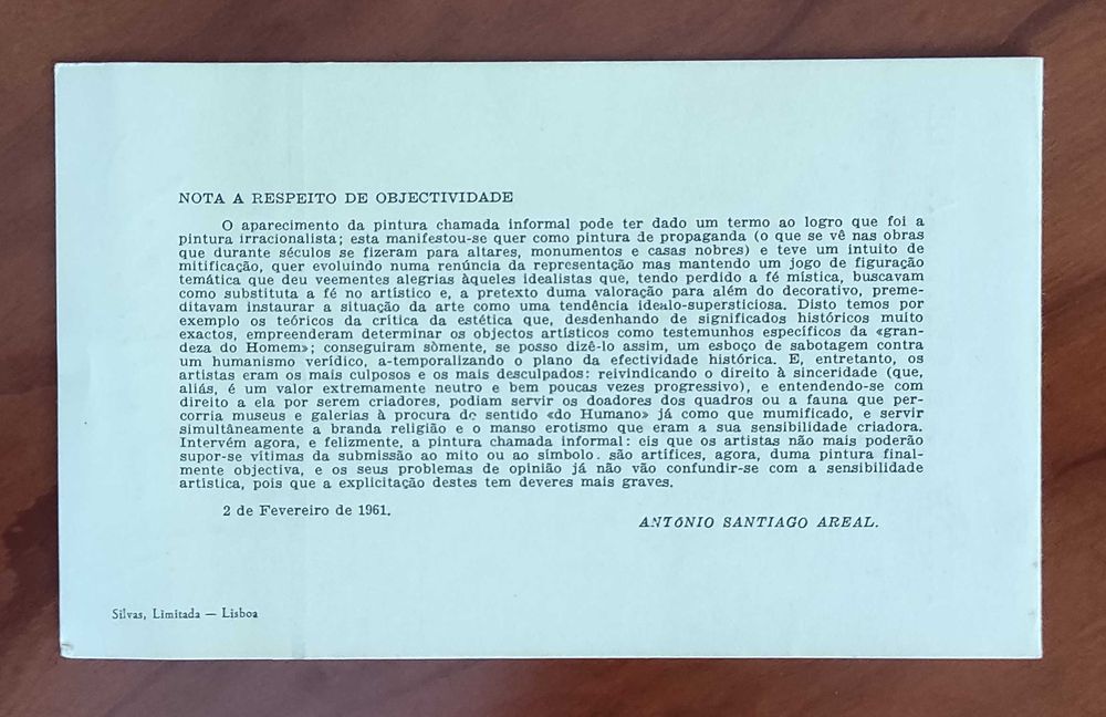 Exposição de Pinturas e Gravuras. António Santiago Areal