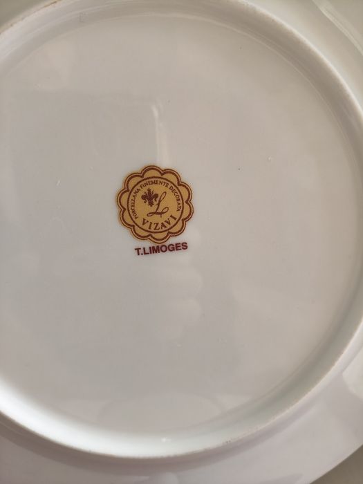 Bule com prato porcelana Limoges com estojo, impecável