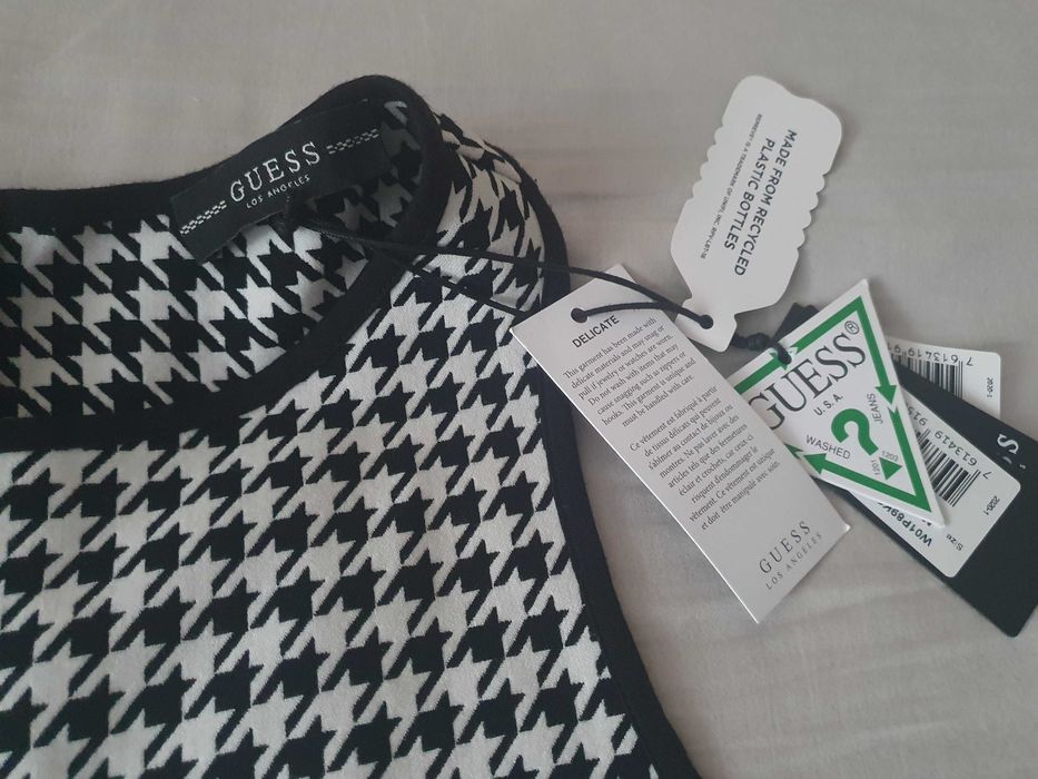NOWA oryginalna bluzeczka Guess top topik GG pepitka t-shirt M prezent