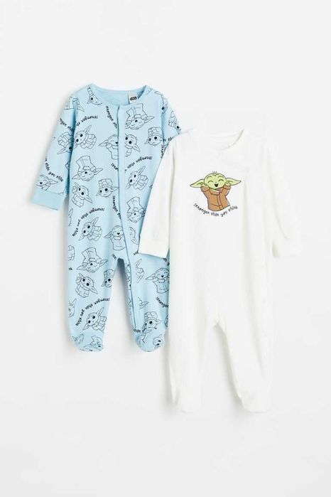 H&M Bawełniana piżama jednoczęściowa 2-pak 56cm