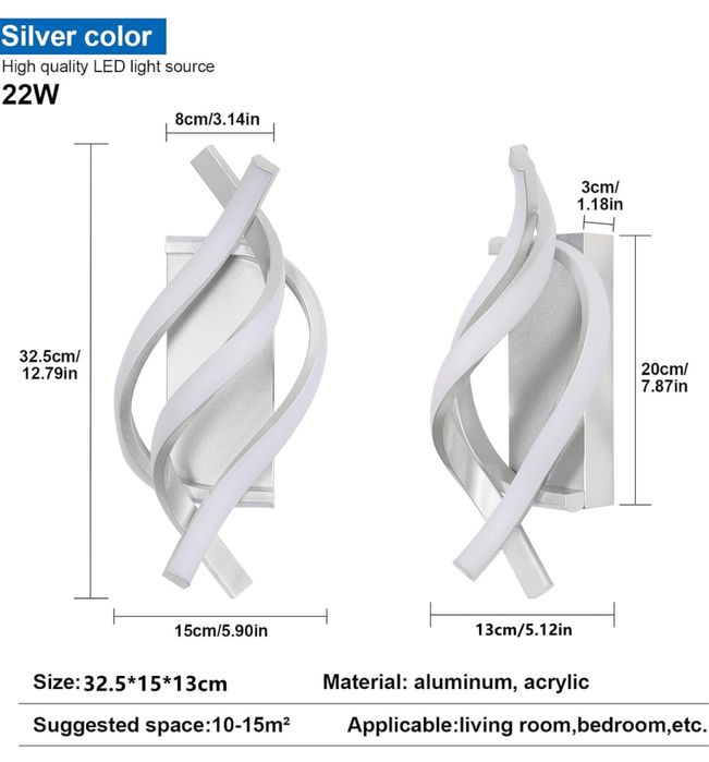 Nowoczesny Kinkiet Led Lampa Ścienna Led 6500K