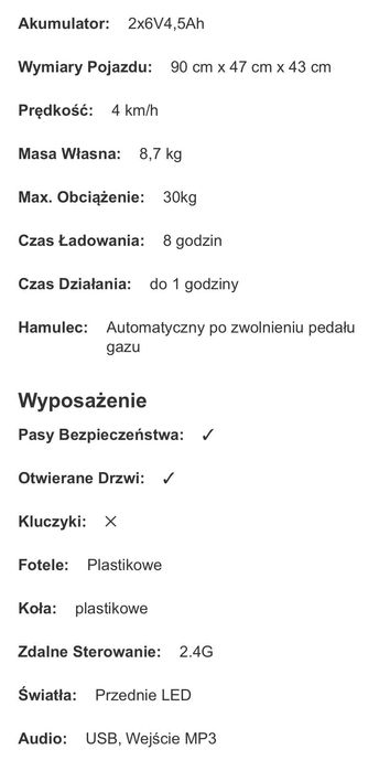 Autko na akumulator z pilotem
