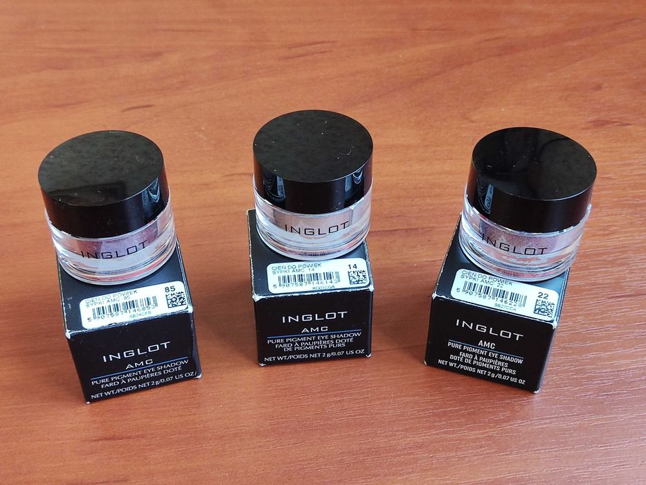 Розсипчасті тіні для повік Inglot AMC Pure Pigment Eye Shadow відтінки № 85, № 14 та № 22