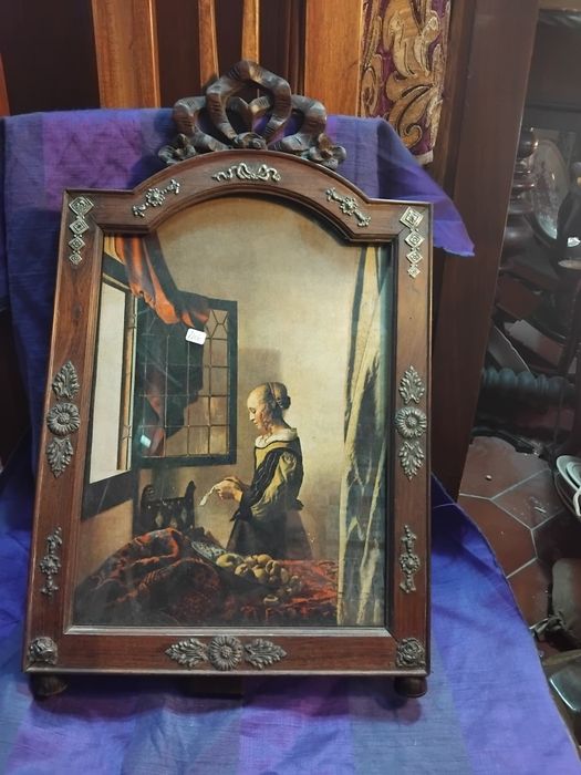 Muldura porta retratos  em prata e madeira de pausanto