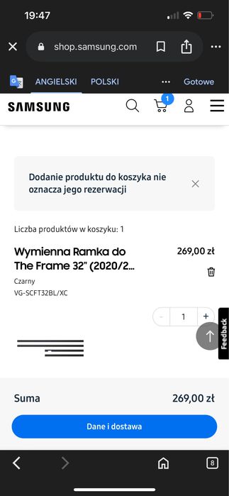 Ramka do telewizora Samsung The Frame 32’ czarna