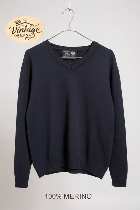 Paul Costelloe sweter z wełny merino 100%, granat, rozm. XL