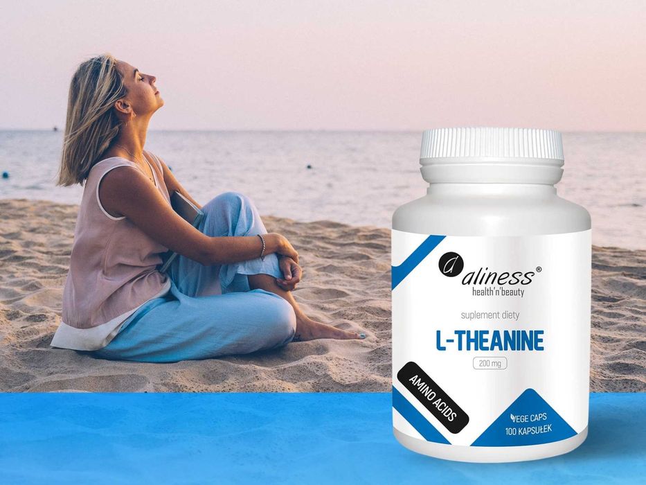 Aliness L-THEANINE 200 мг TEANINA, 100 капсул. L-теанин, L-теанін