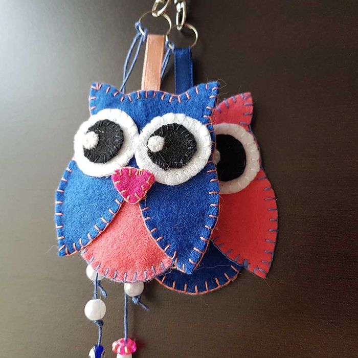 Sowa sówka breloczek do kluczy ręcznie robiony handmade