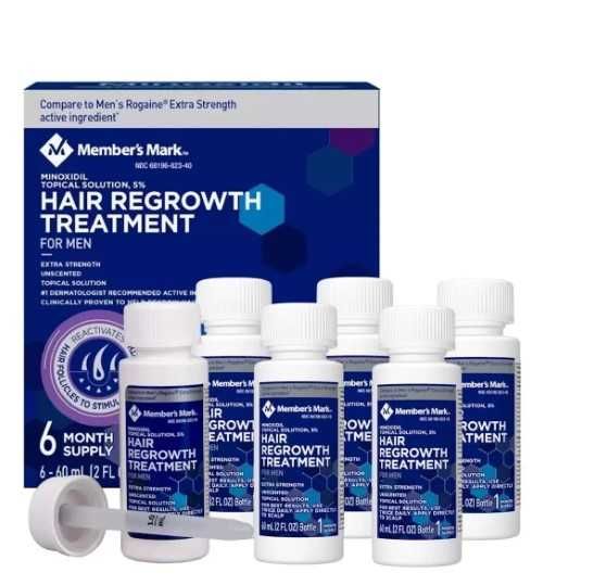 NOVO MINOXIDIL Hair Regrowth Treatment Member's Mark™ Barba Cabelo
