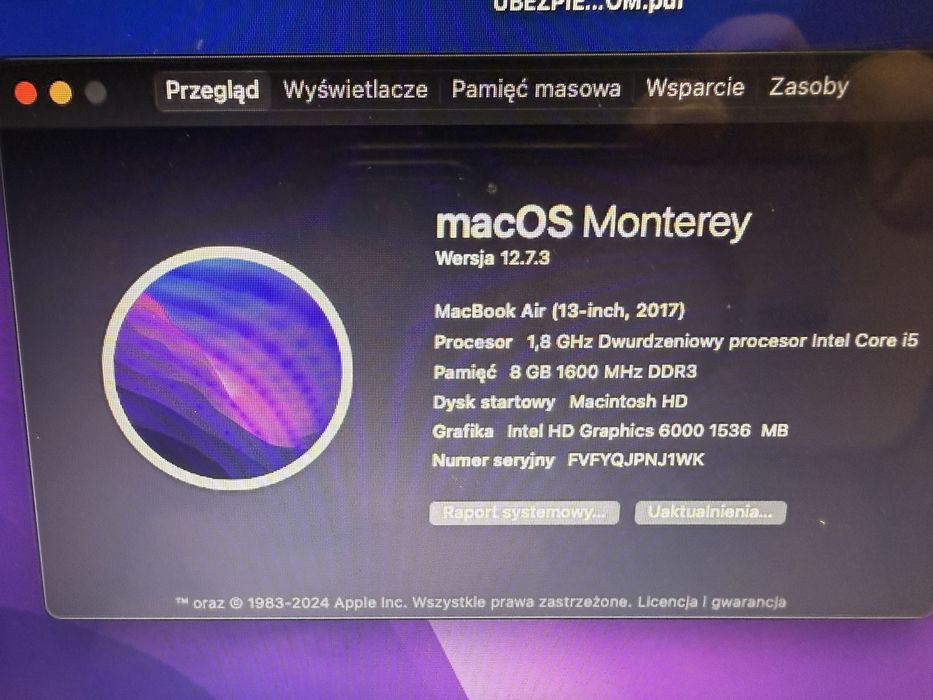 Macbook Air Apple 8GB 42 cykle !