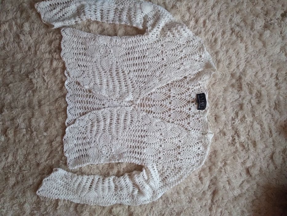 Wdzianko koronkowe sweter ażurowy biały 42 - 44 xl