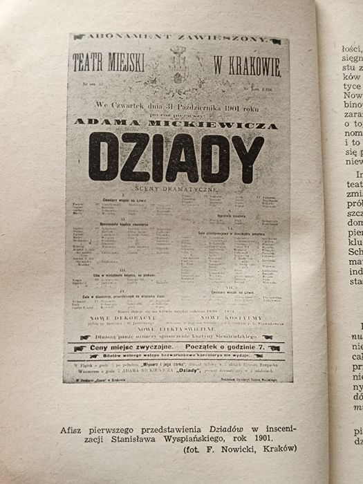 Stary program teatralny  DZIADY Teatr Polski 1955