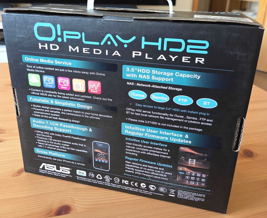 Asus O!Play HD2 Media Player / Box HDMI - Usada na caixa original, a funcionar