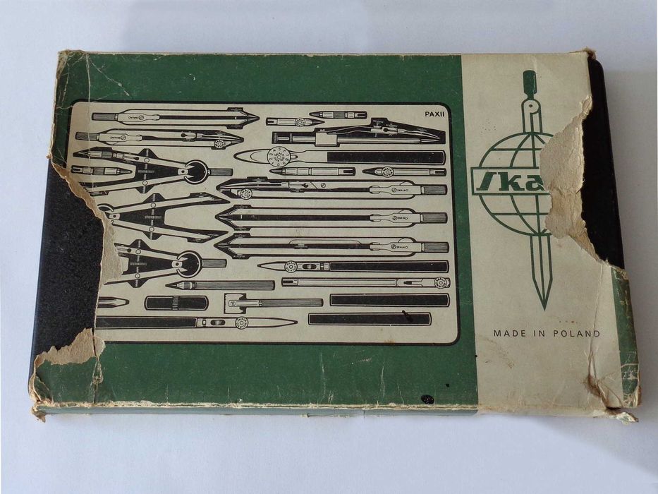 Duży zestaw cyrkli kreślarskich Skala