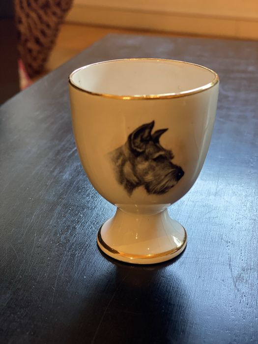 Conjunto de 2 taças de ovo em porcelana – motivo cão