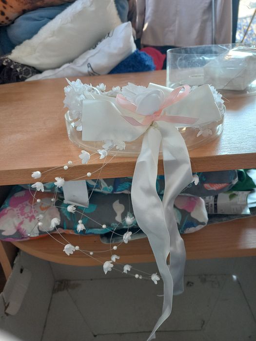 Wianek I owijka na świecę na Komunię Świętą.