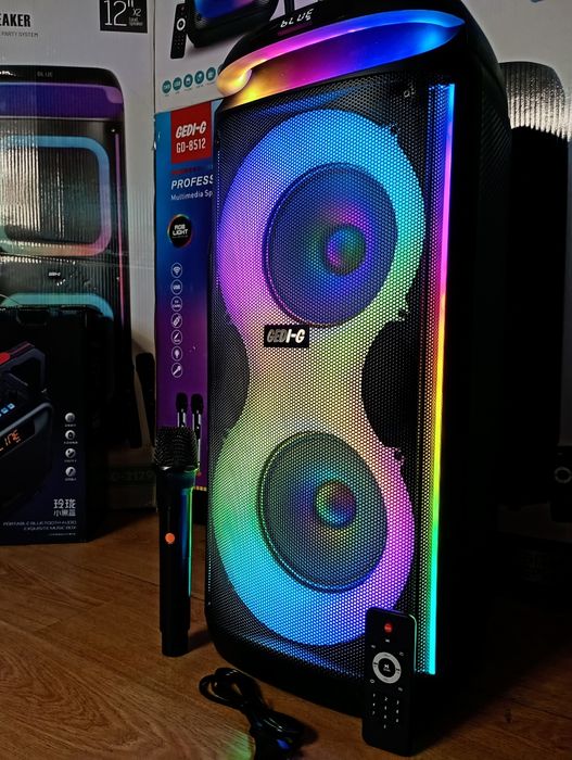 Караоке акустика GeDi-22(блютуз,USB,SD,FM)ПультДУ, 2микрофона
