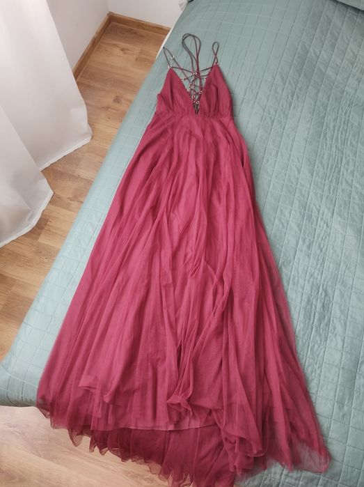 Topshop rozmiar S/M tiulowa maxi sukienka na ramiączkach